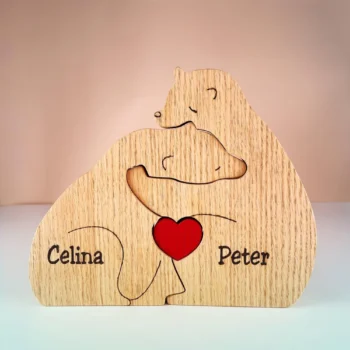 Personalized Wooden Bear Family Puzzle with their names 1